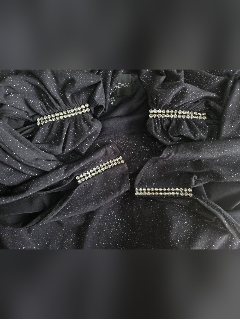 Betsy & Adam Black Sparkle Split-Sleeve Cocktail Dress Size 4 - Picture 9 of 14